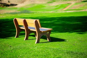bench on golf course 